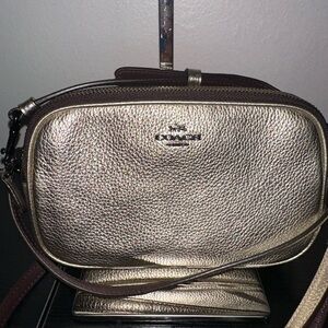Coach Sadie Pebble Leather Crossbody Bag EUC Platinum